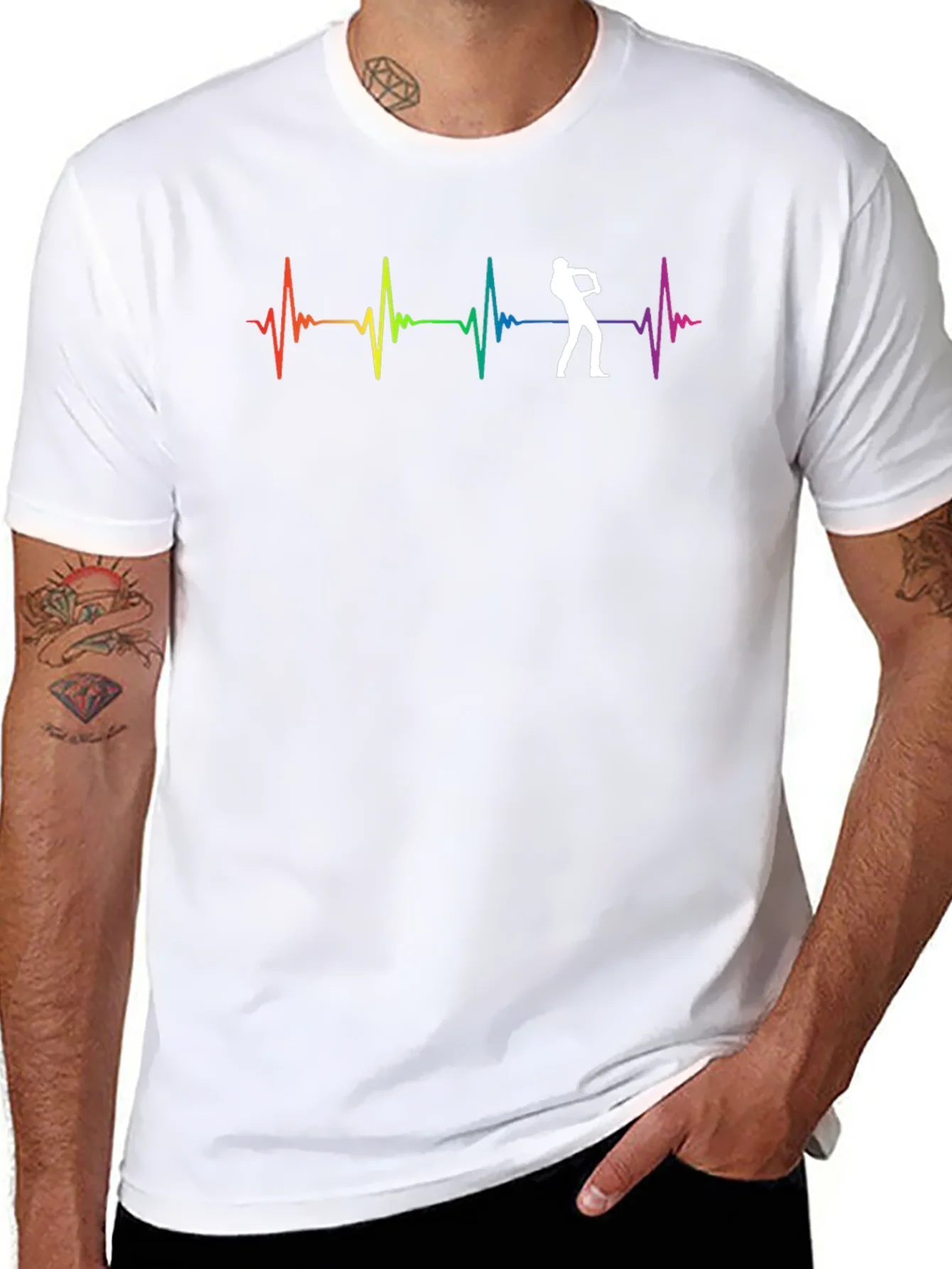 Rainbow Heartbeat Saxophone Player Graphic Tee