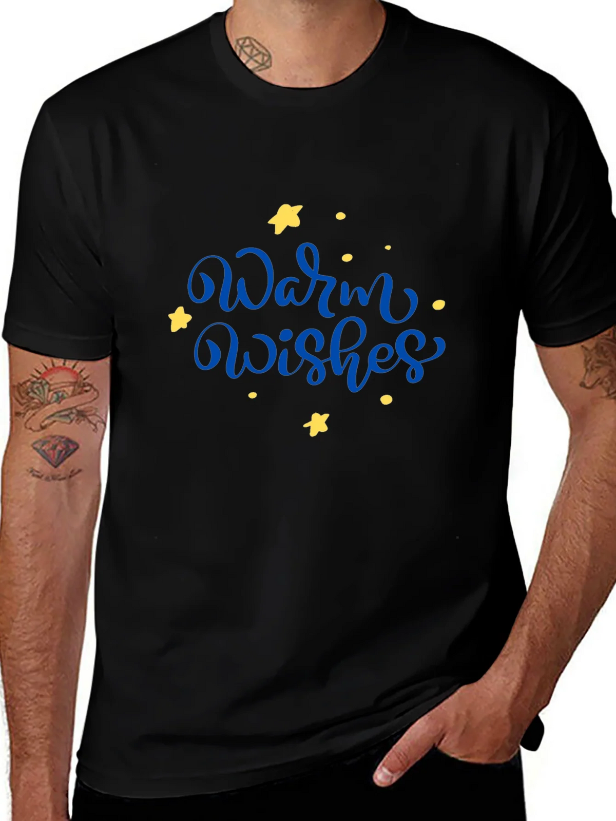 Warm Wishes Graphic Tee - Black Casual T-Shirt