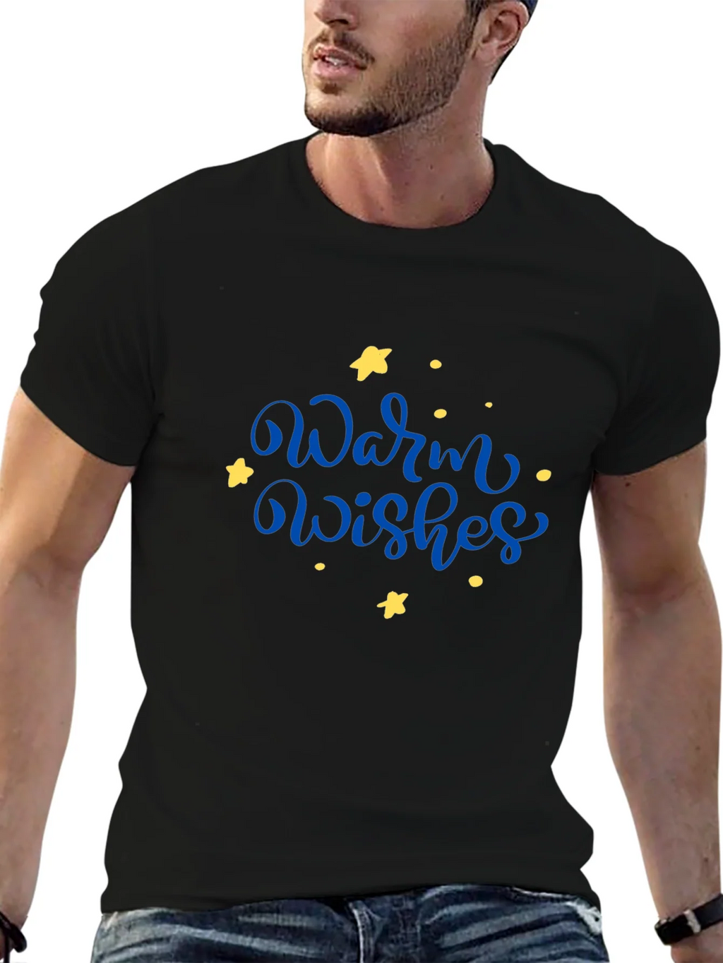 Warm Wishes Graphic Tee - Black Casual T-Shirt