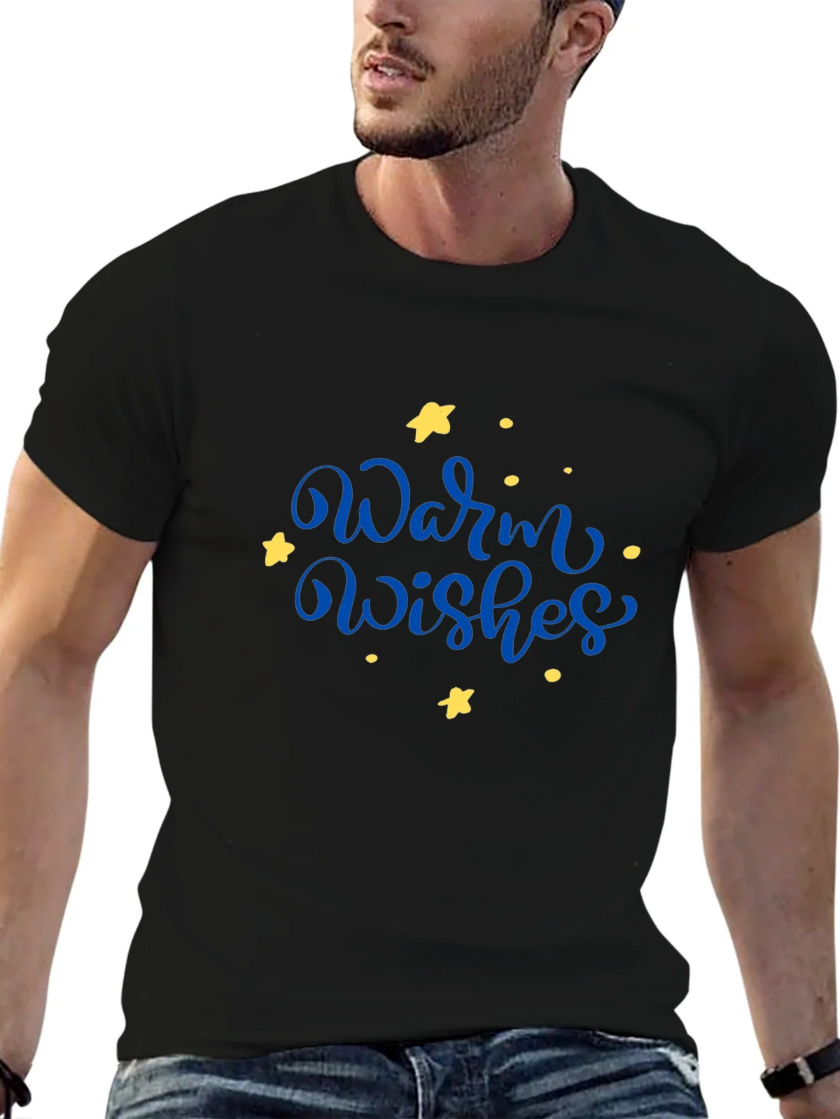 Warm Wishes Graphic Tee - Black Casual T-Shirt