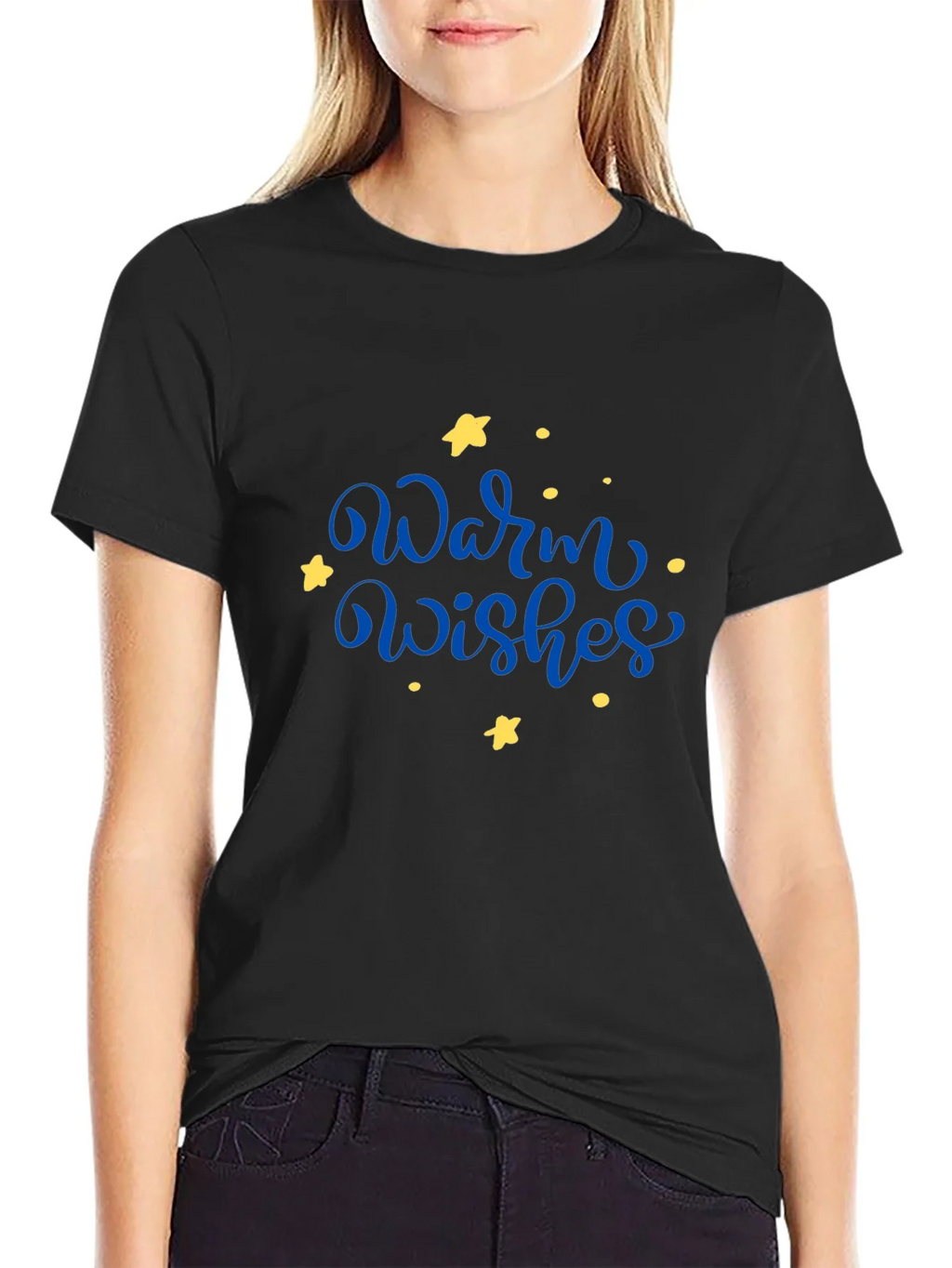 Warm Wishes Graphic Tee - Black Casual T-Shirt