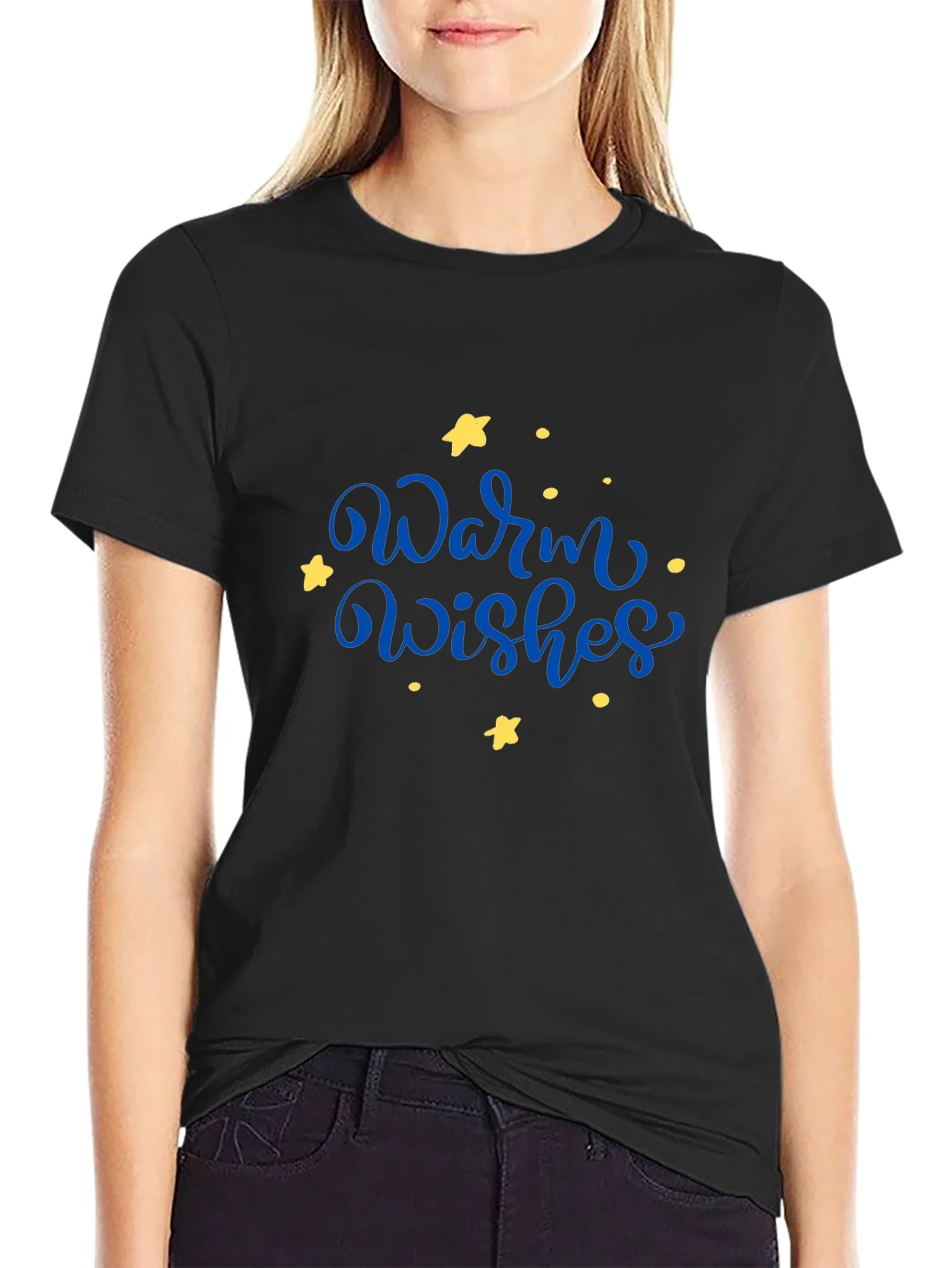 Warm Wishes Graphic Tee - Black Casual T-Shirt