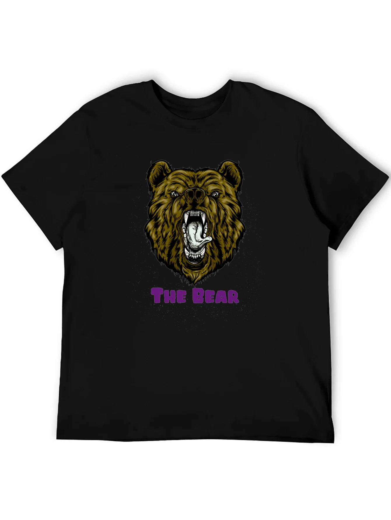 Bear Graphic Print T-Shirt - Mens Black Tee