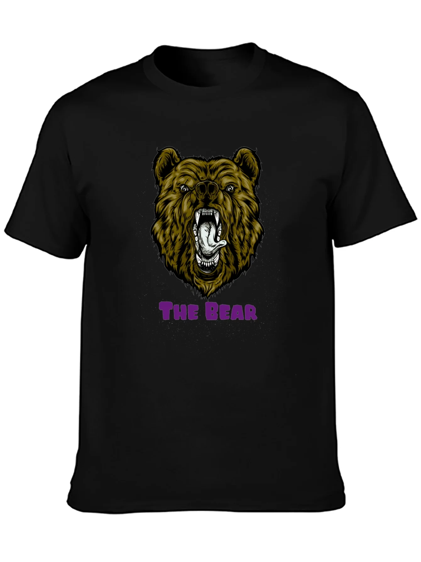 Bear Graphic Print T-Shirt - Mens Black Tee