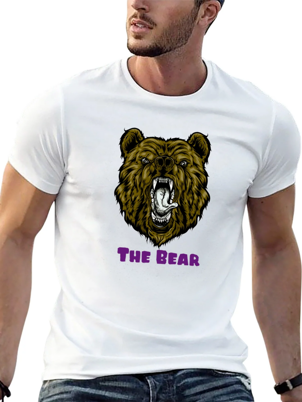 Bear Graphic Print T-Shirt - Mens Black Tee