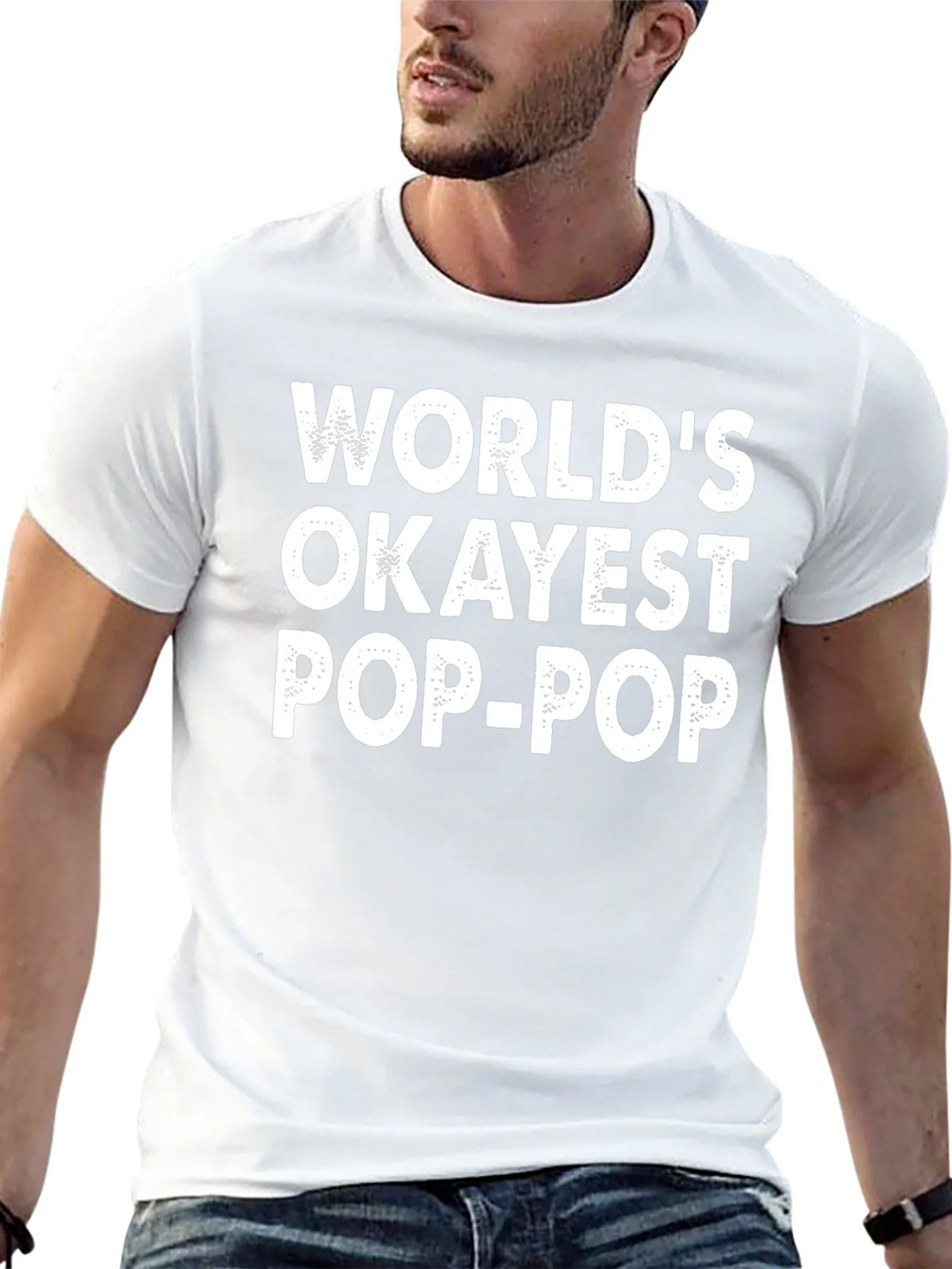 Worlds Okayest Pop-Pop Black T-Shirt