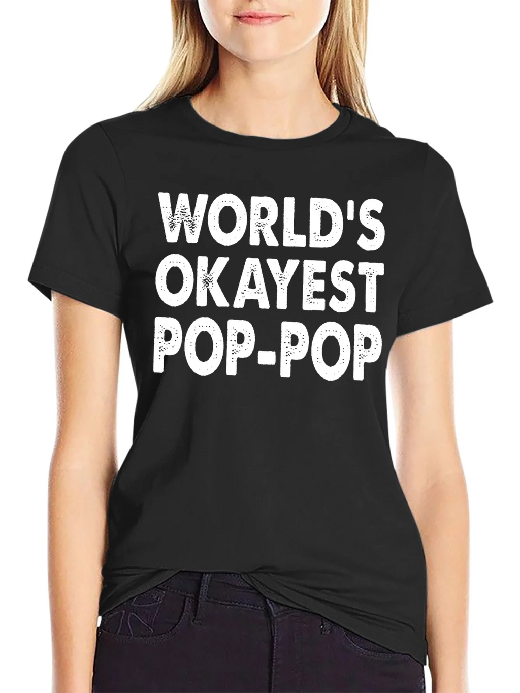 Worlds Okayest Pop-Pop Black T-Shirt
