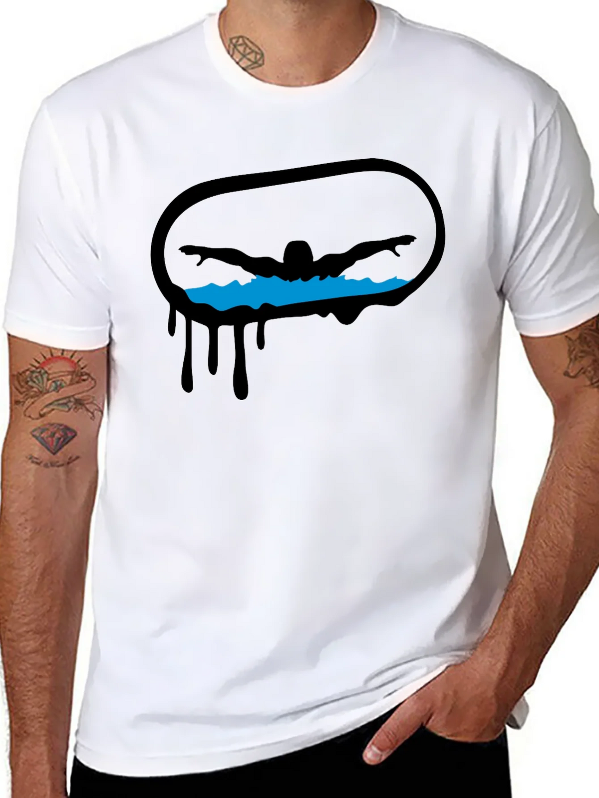 Swimmer Graphic Black T-Shirt