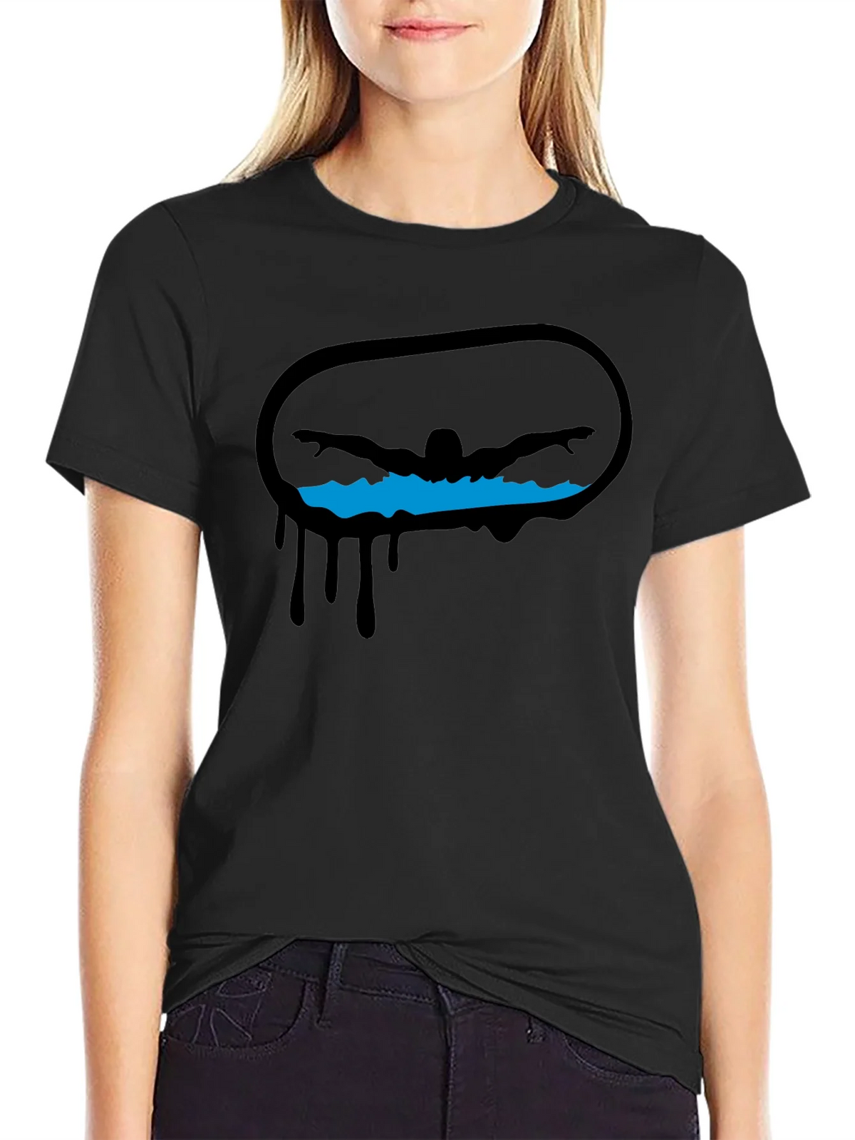 Swimmer Graphic Black T-Shirt