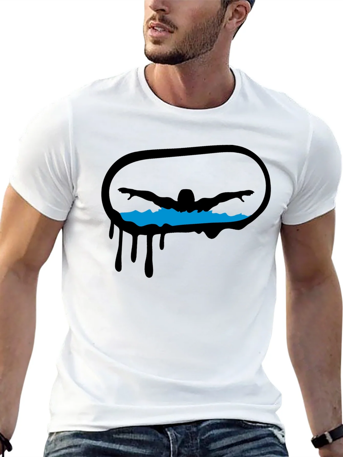 Swimmer Graphic Black T-Shirt
