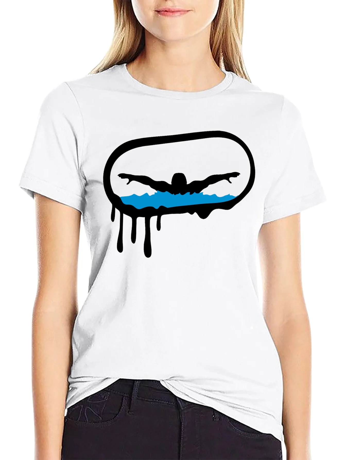 Swimmer Graphic Black T-Shirt