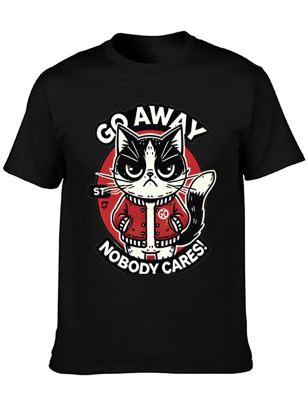 Go Away Cat T-Shirt Funny Graphic Tee