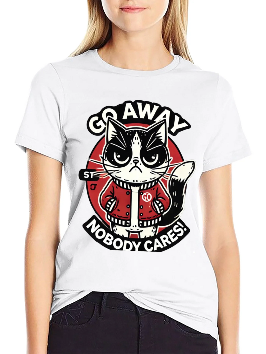 Go Away Cat T-Shirt Funny Graphic Tee