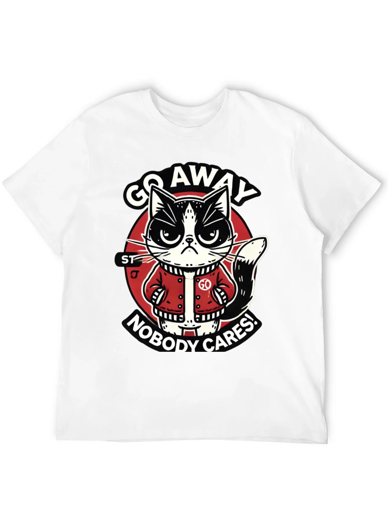 Go Away Cat T-Shirt Funny Graphic Tee