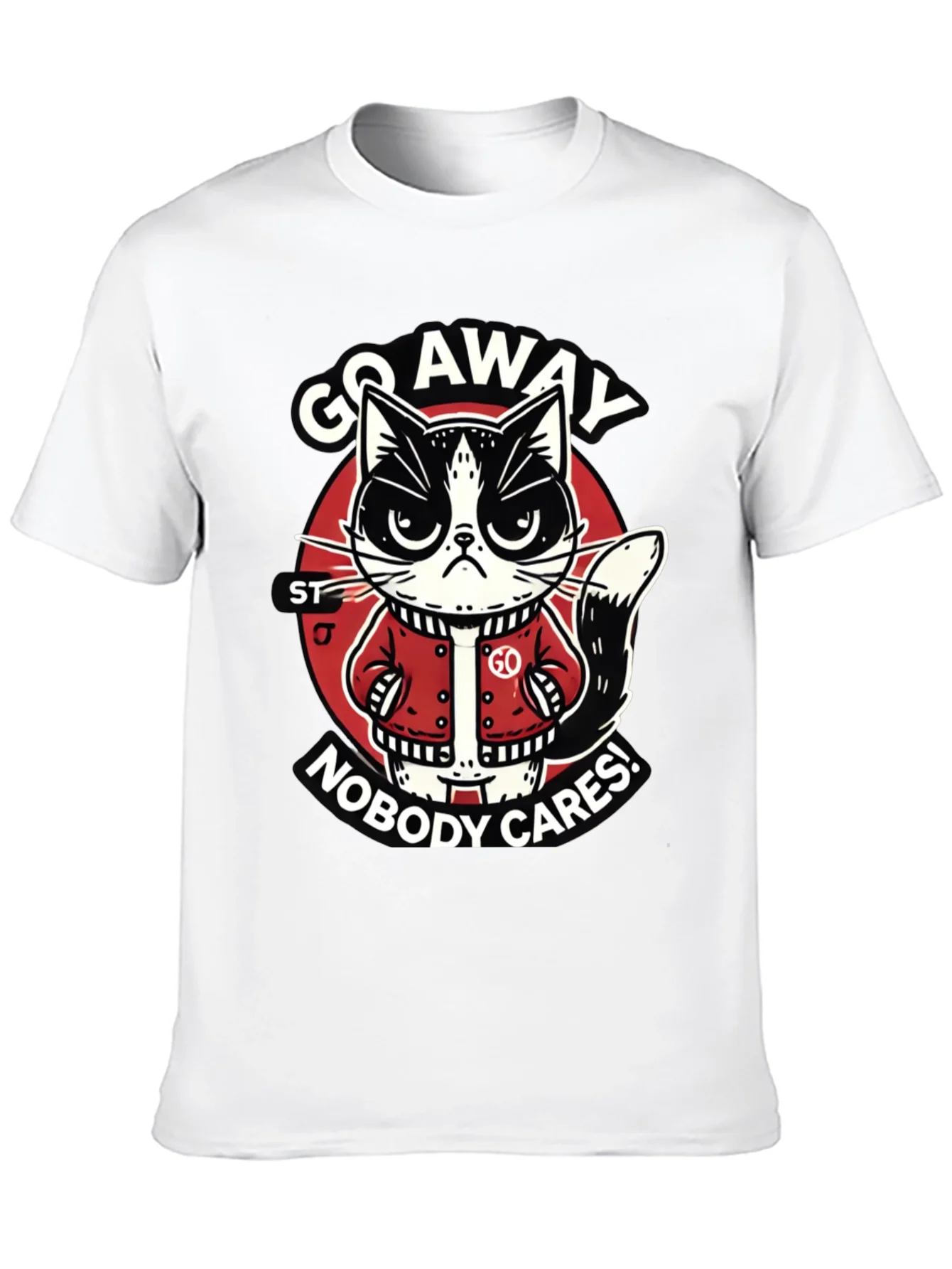 Go Away Cat T-Shirt Funny Graphic Tee