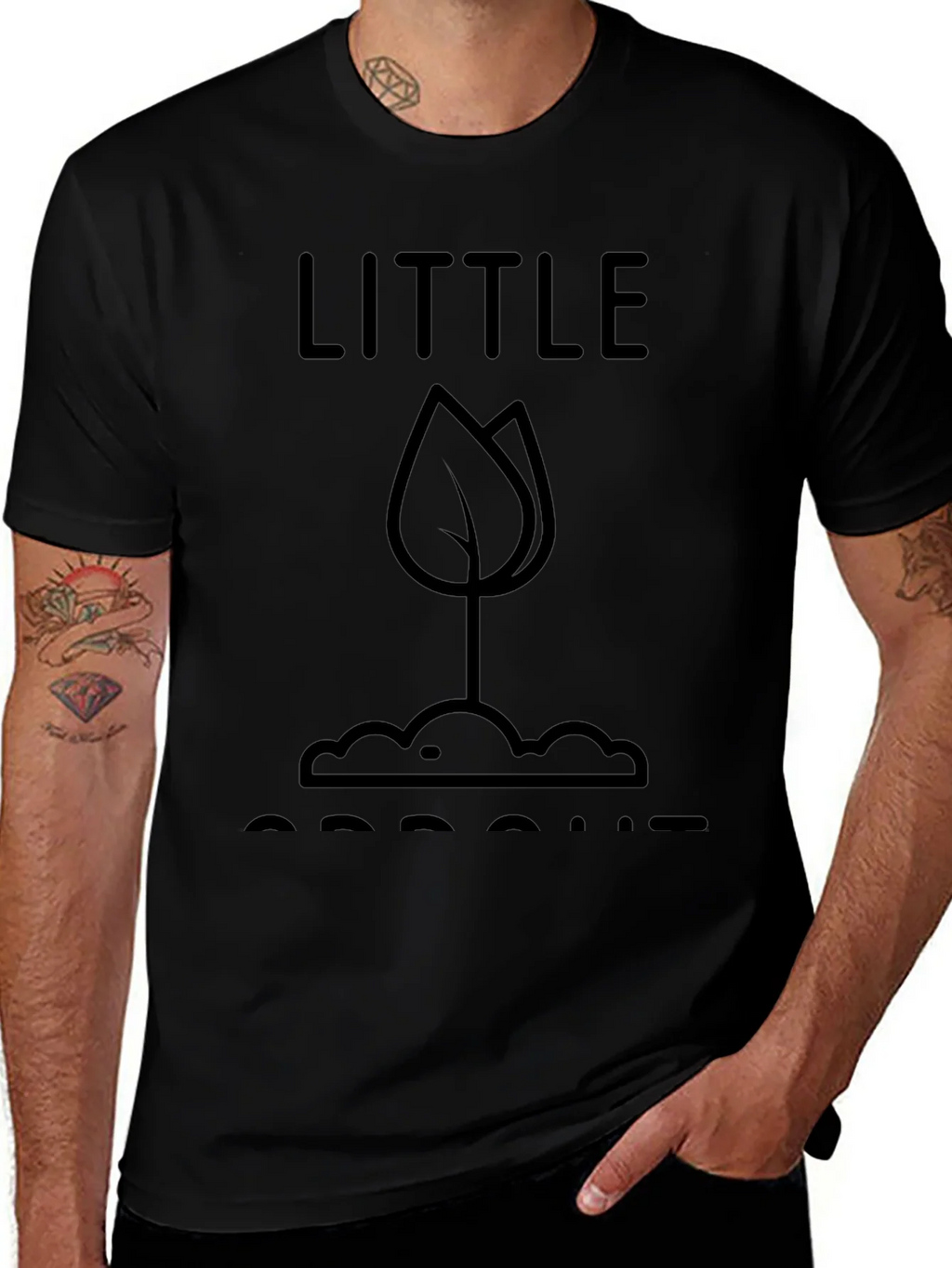 Little Sprout T-Shirt - Black Graphic Tee