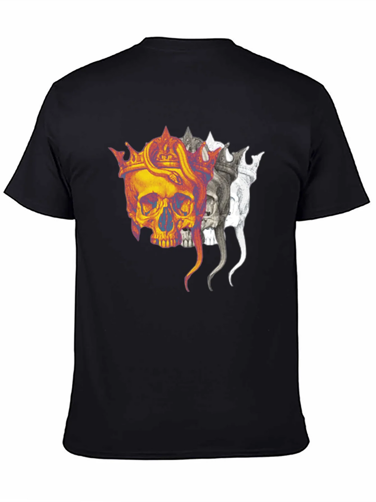 Skull Crown Graphic Print Black T-Shirt