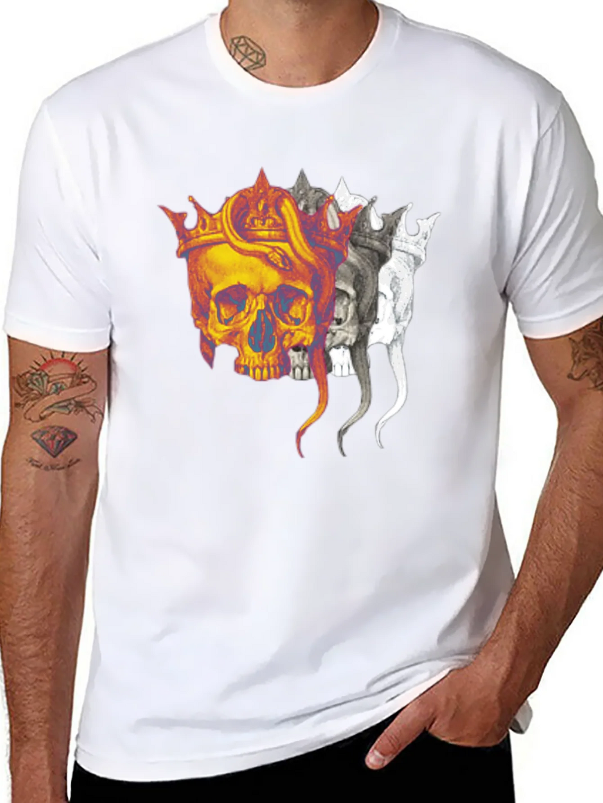 Skull Crown Graphic Print Black T-Shirt