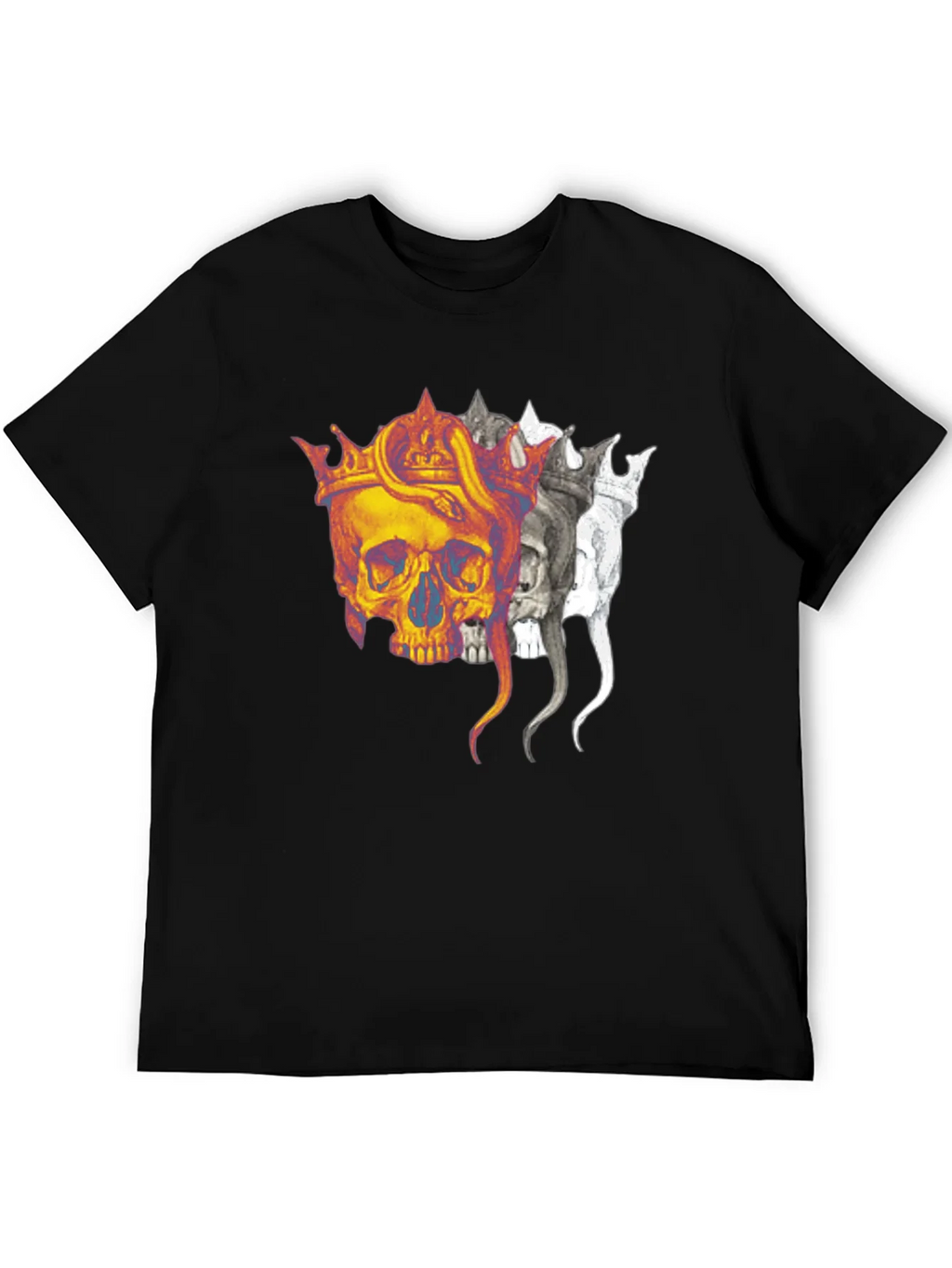 Skull Crown Graphic Print Black T-Shirt