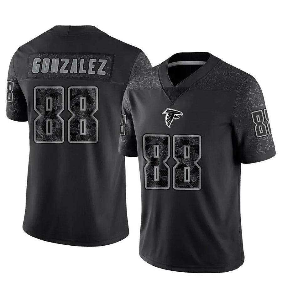A.Falcons #88 Tony Gonzalez Player Black RFLCTV Limited Football Jerseys