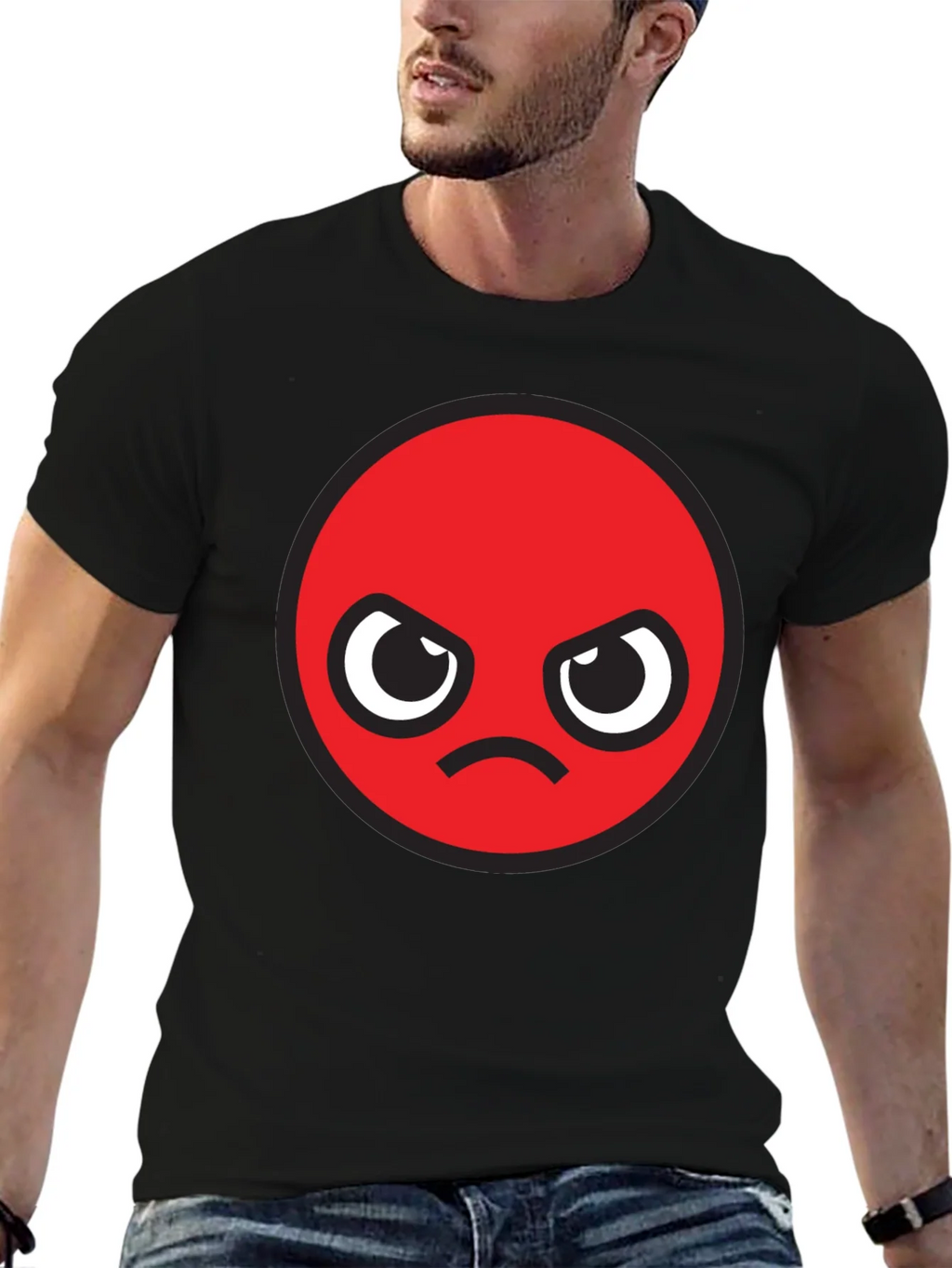 Angry Emoji Graphic Black T-Shirt