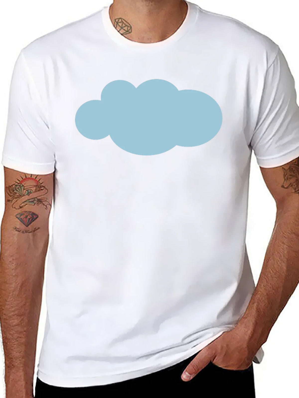 Mens Black T-Shirt with Blue Cloud Graphic