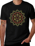 Tribal Sun Graphic Tee - Stylish Black T-Shirt