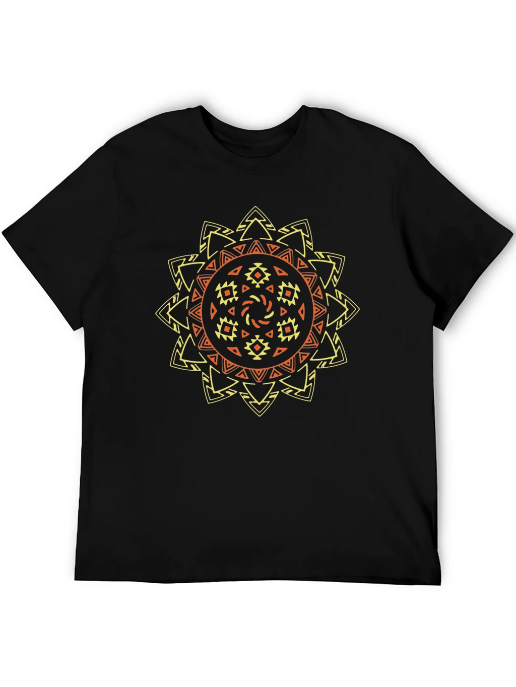 Tribal Sun Graphic Tee - Stylish Black T-Shirt