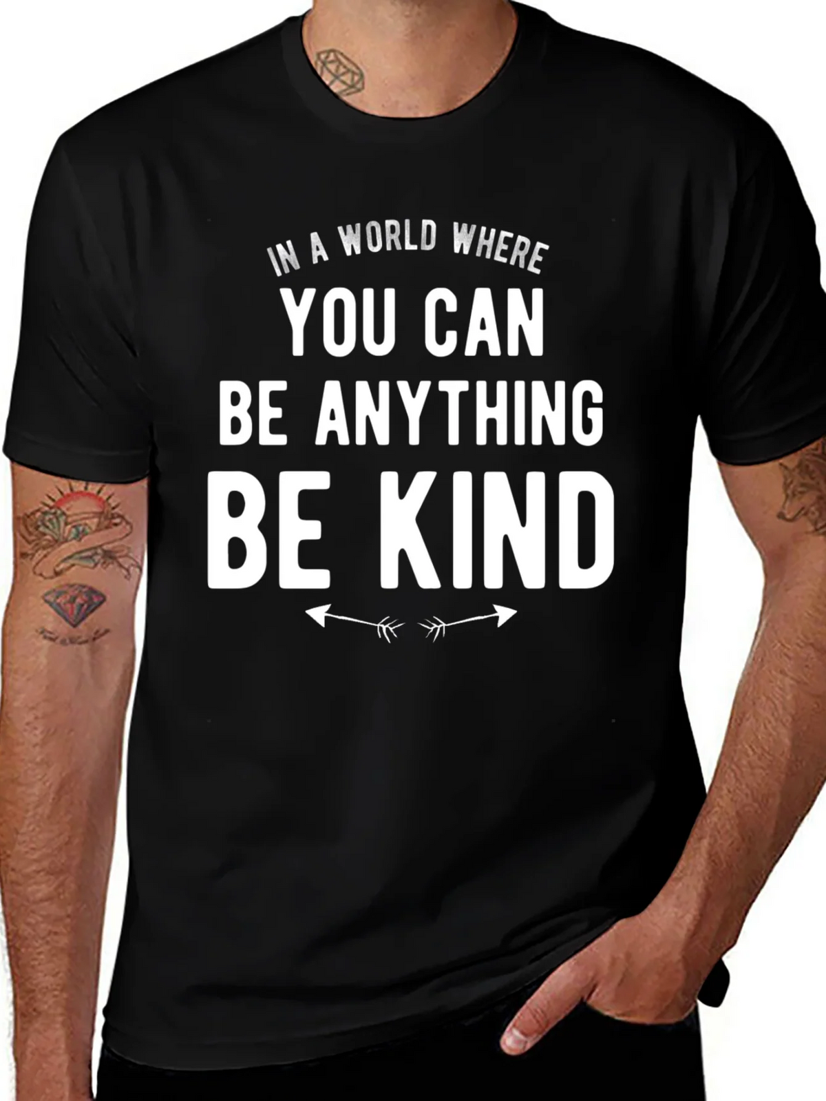 Be Kind Graphic Tee - Black Crewneck T-Shirt