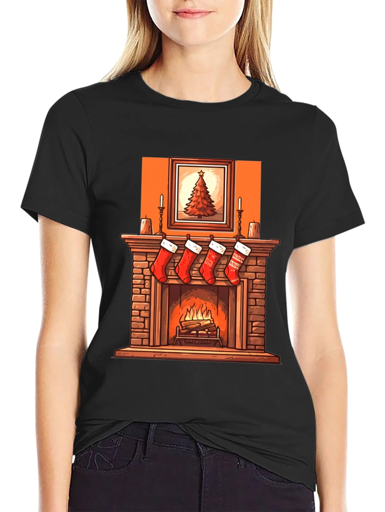 Christmas Fireplace Graphic Tee