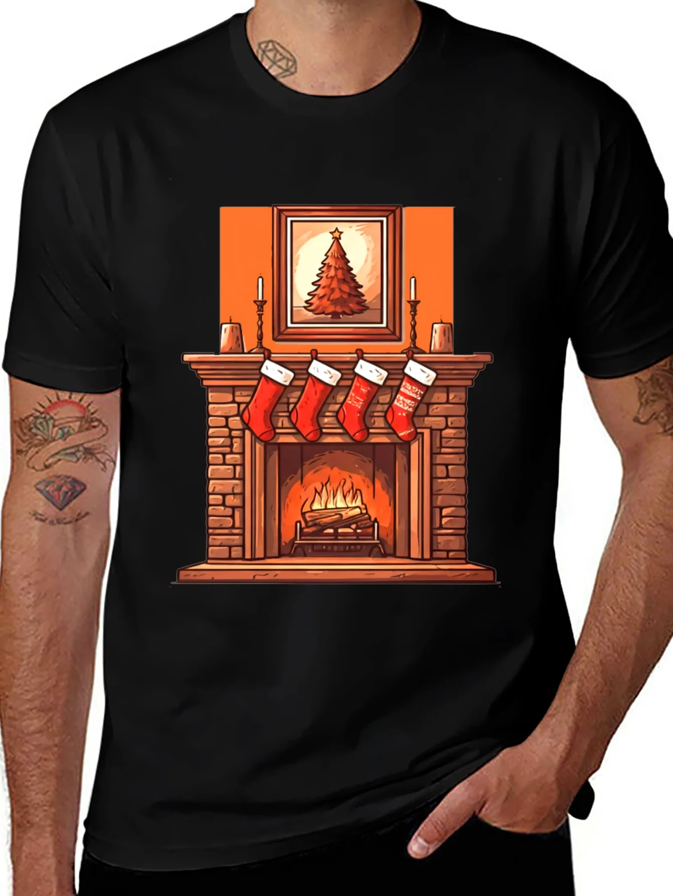 Christmas Fireplace Graphic Tee