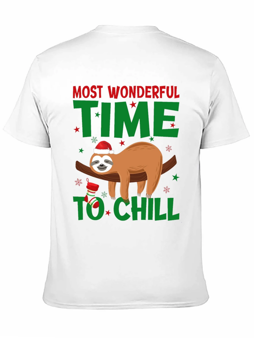 Festive Sloth T-Shirt: Most Wonderful Time to Chill