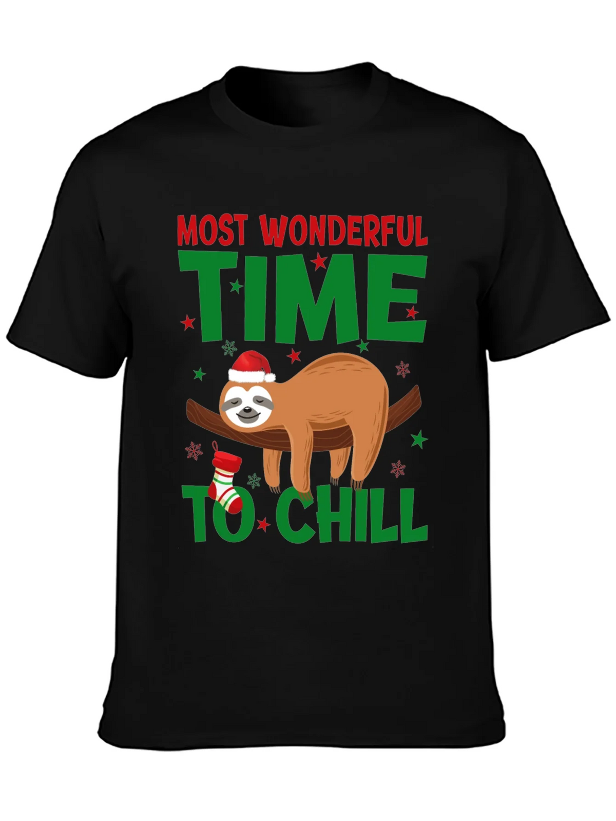 Festive Sloth T-Shirt: Most Wonderful Time to Chill