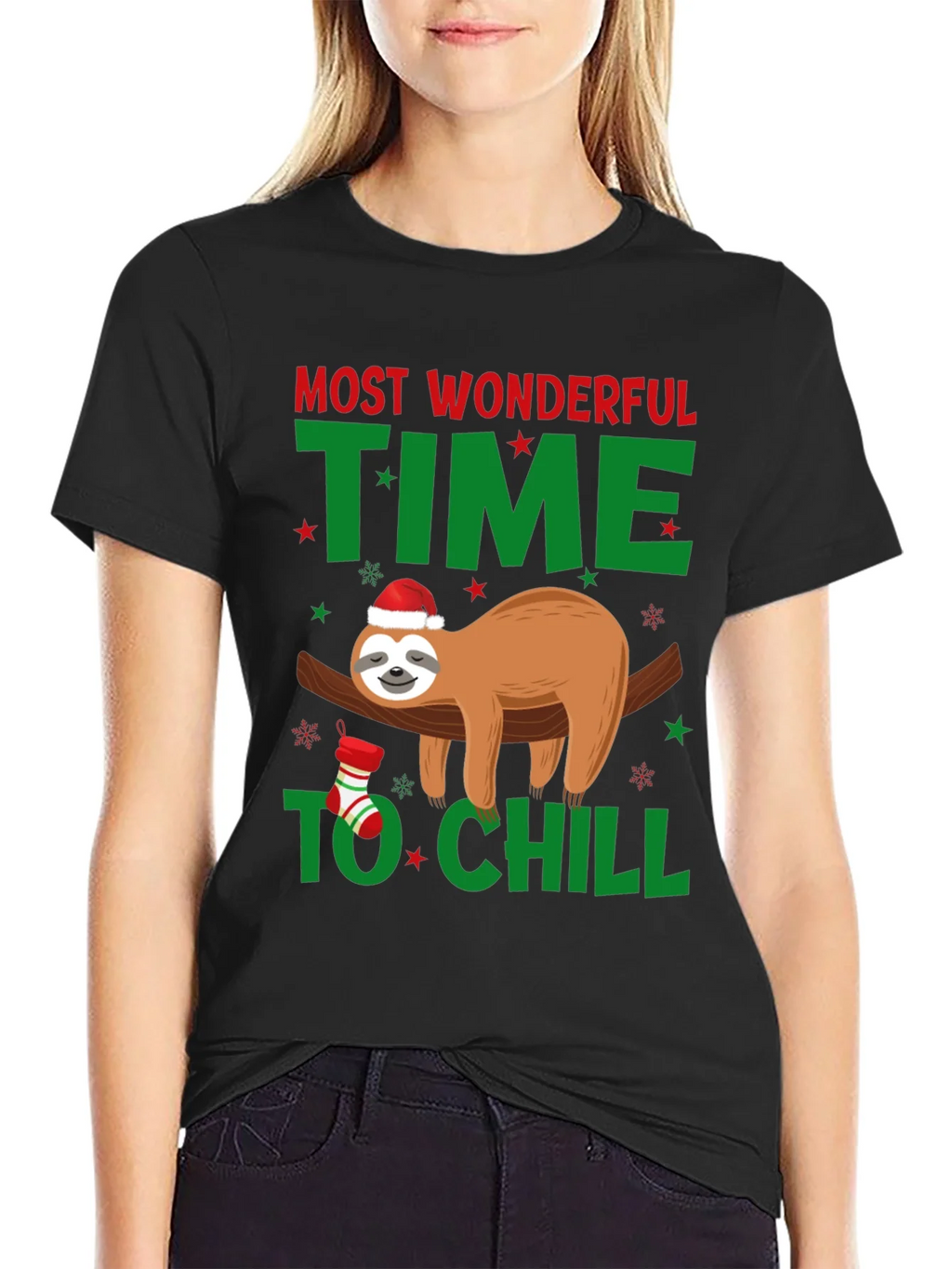Festive Sloth T-Shirt: Most Wonderful Time to Chill