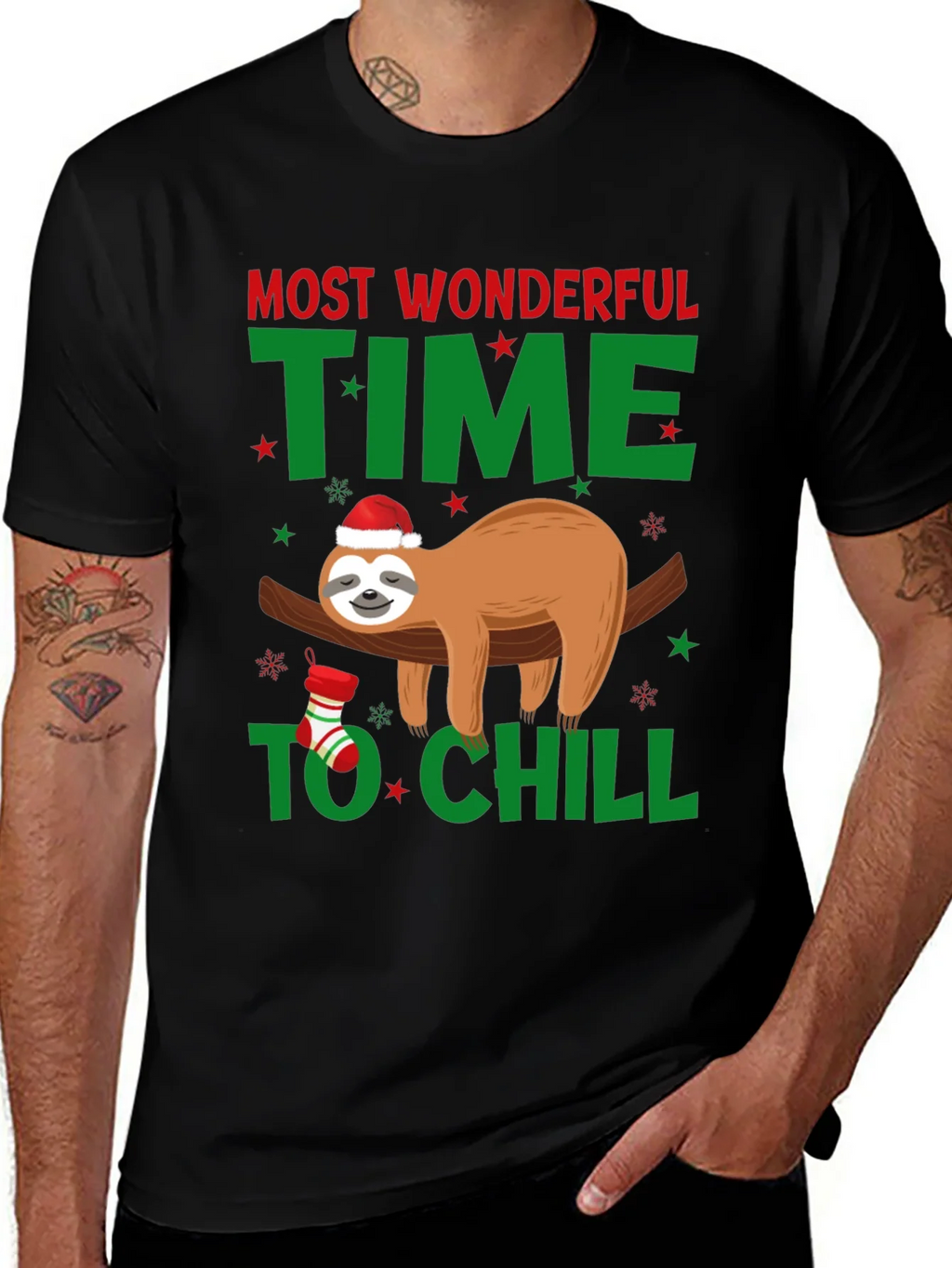 Festive Sloth T-Shirt: Most Wonderful Time to Chill