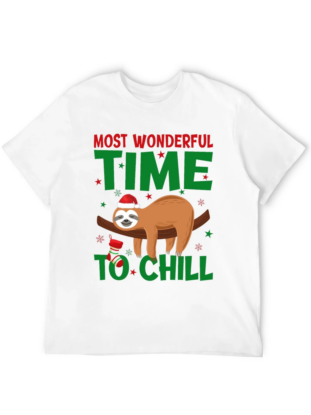 Festive Sloth T-Shirt: Most Wonderful Time to Chill