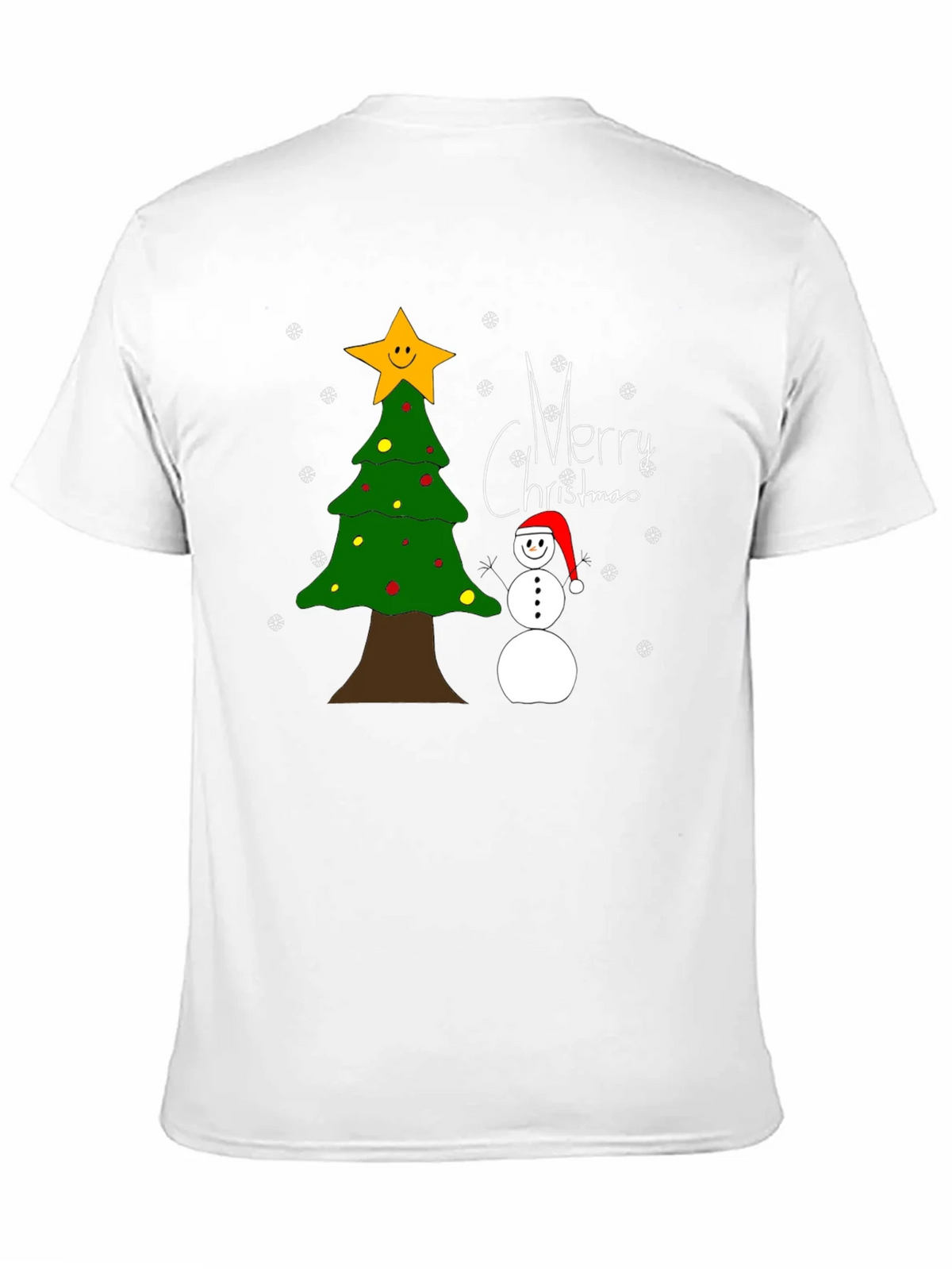 Festive Christmas T-Shirt with Tree and Snowman