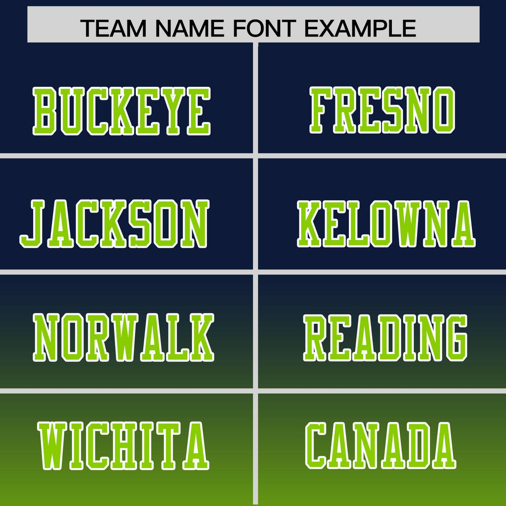 Custom Navy Neon Green Gradient Fashion Personalized Authentic Football Jersey