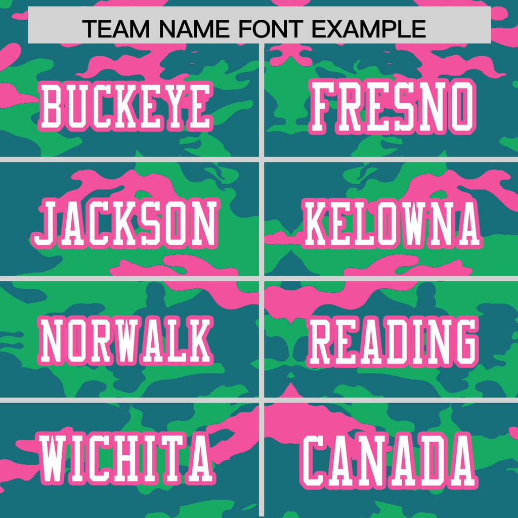 Custom Aqua Green-Pink Personalized Camo Authentic Football Jersey