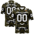 Custom Olive Black-White Personalized Camo Authentic Football Jersey