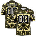 Custom Olive Khaki-Black Personalized Camo Authentic Football Jersey