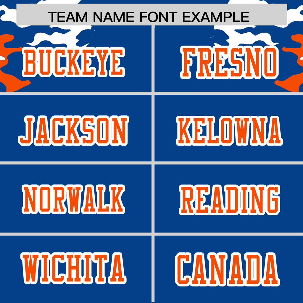 Custom Royal Orange-White Personalized Camo Authentic Football Jersey