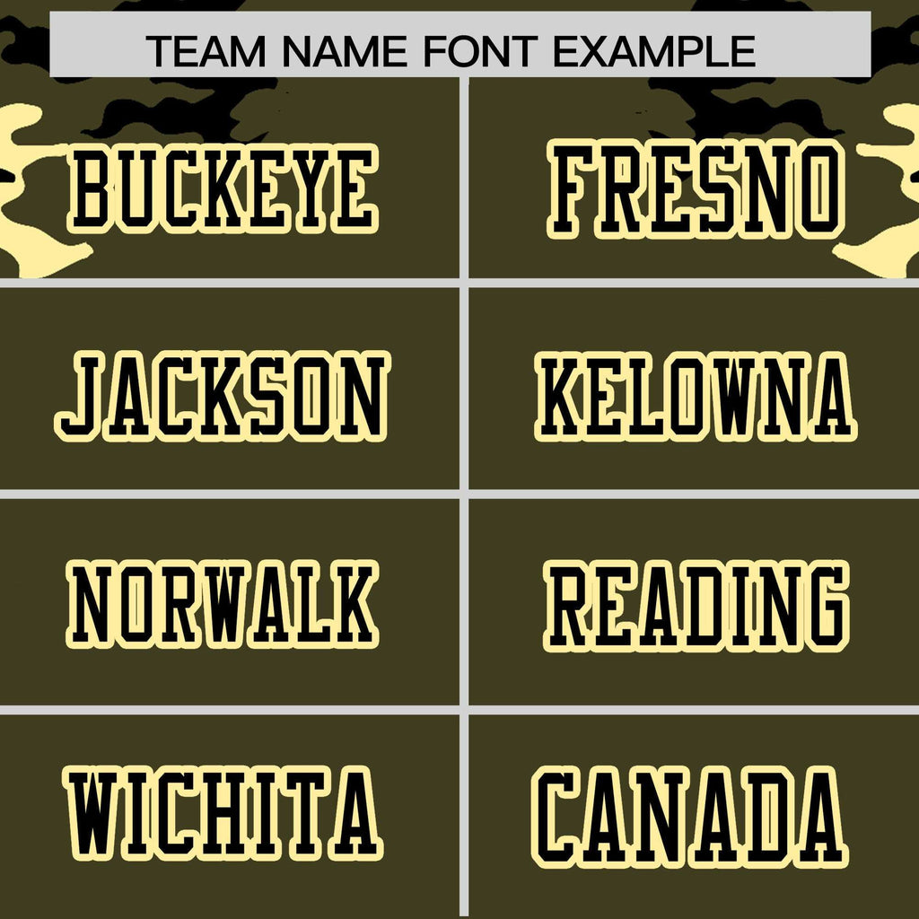 Custom Olive Black-Khaki Personalized Camo Authentic Football Jersey