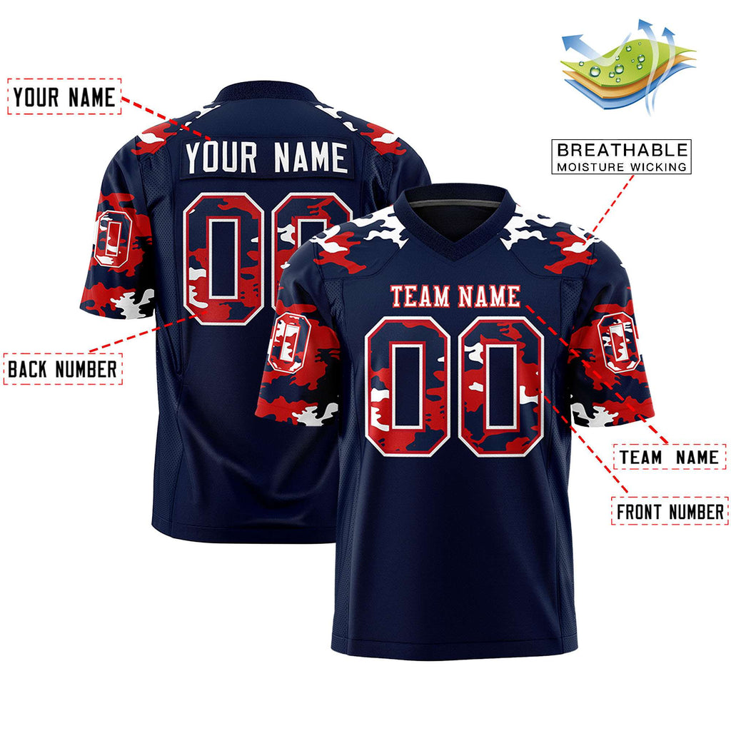 Custom Navy White Personalized Camo Authentic Football Jersey