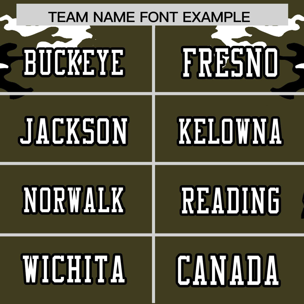 Custom Olive Black-White Personalized Camo Authentic Football Jersey