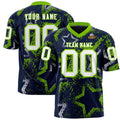 Custom Navy Neon Green-White Personalized Star Graffiti Pattern Authentic Football Jersey