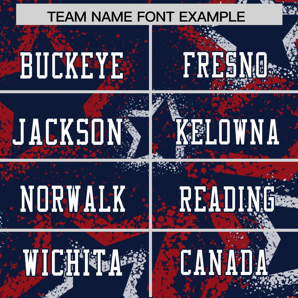 Custom Navy Red-White Personalized Star Graffiti Pattern Authentic Football Jersey
