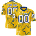 Custom Gold Royal-White Personalized Star Graffiti Pattern Authentic Football Jersey