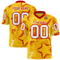 Custom Gold Red-White Personalized Star Graffiti Pattern Authentic Football Jersey