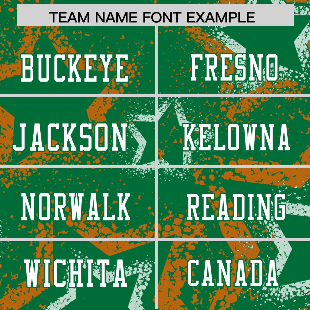 Custom Kelly Green Orange-White Personalized Star Graffiti Pattern Authentic Football Jersey